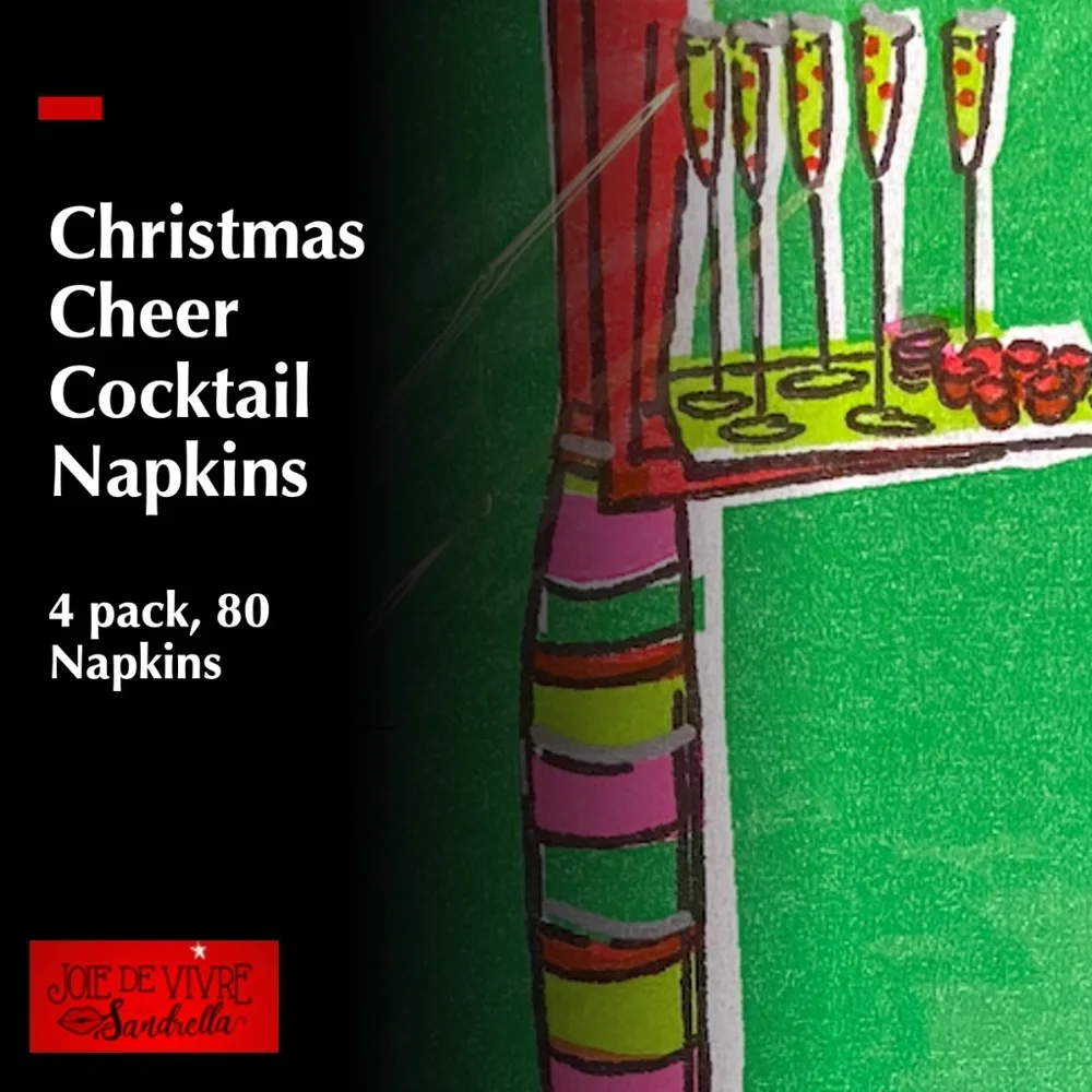 Z Gallerie Christmas Cheer Cocktail Napkins, 4 Pack - Green